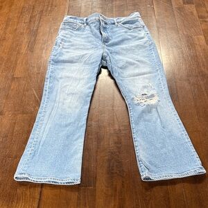 Express Light Blue Cropped Flare Jeans 12R